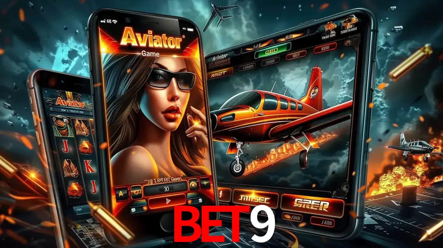 O popular jogo de apostas Aviator exibido em vários celulares e tablets, mostrando a interface emocionante e a ação de voo disponíveis para jogar agora no bet9.