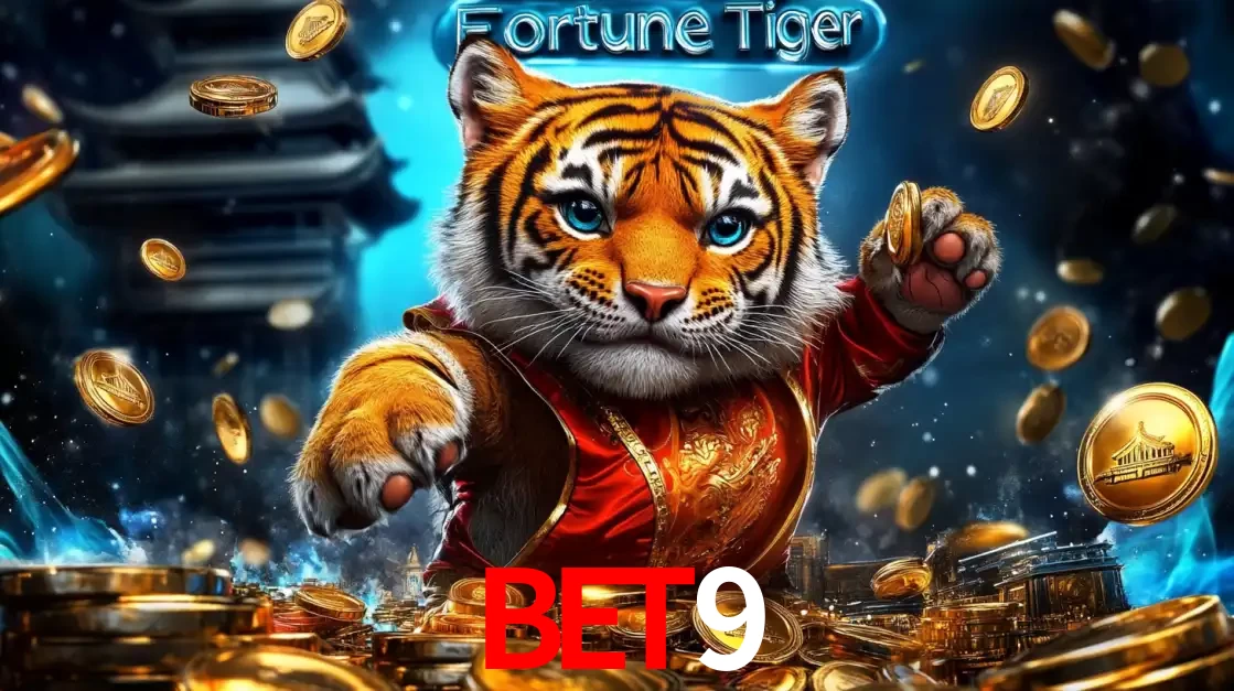 Imagem promocional do jogo de slot Fortune Tiger, com um tigre majestoso em traje tradicional cercado por uma fortuna em moedas de ouro, disponível agora no cassino bet9.